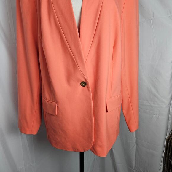 Vince Camuto Blazer Womens 20W Coral Single Button Lined Career Jacket Preppy - Picture 3 of 11